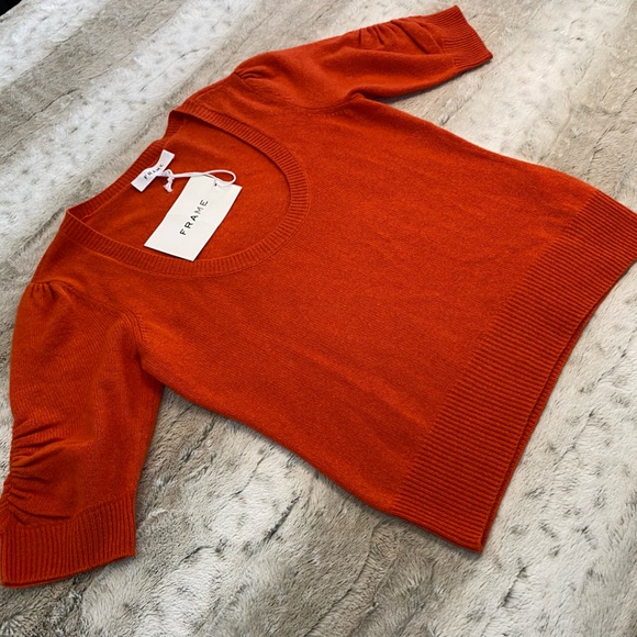 NWT💕FRAME Denim Scoop Neck Sweater in MANDARIN Size S - Picture 7 of 14